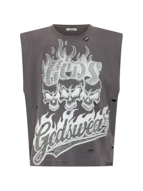GCDS distressed riders sleeveless T-shirt