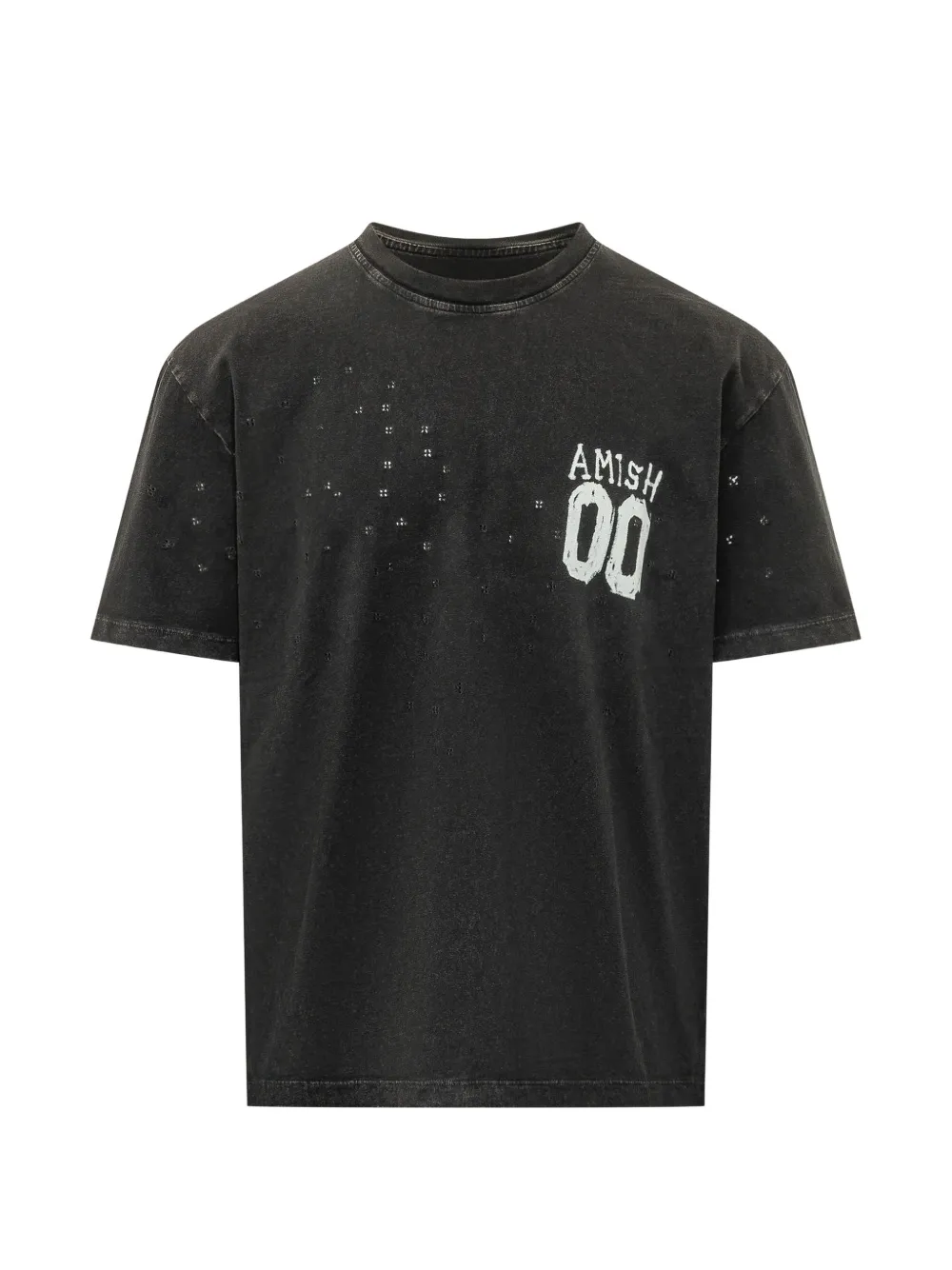 Amish Distressed Logo-print T-shirt In Black