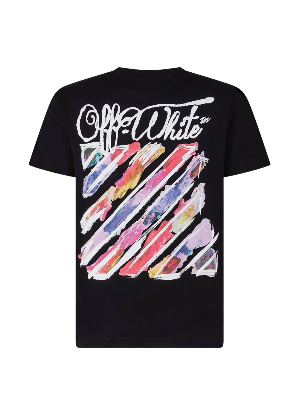 Off-White Kids Diag Watercolour T-shirt met ronde hals Zwart