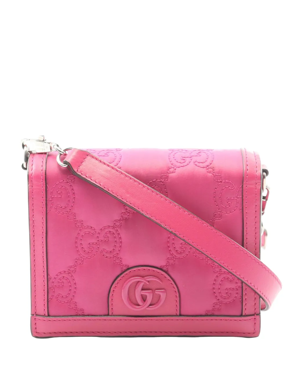 Gucci Pre-Owned 2016-2026 Mini GG Matelasse Nylon Wearable Wallet crossbody bag - Rosa