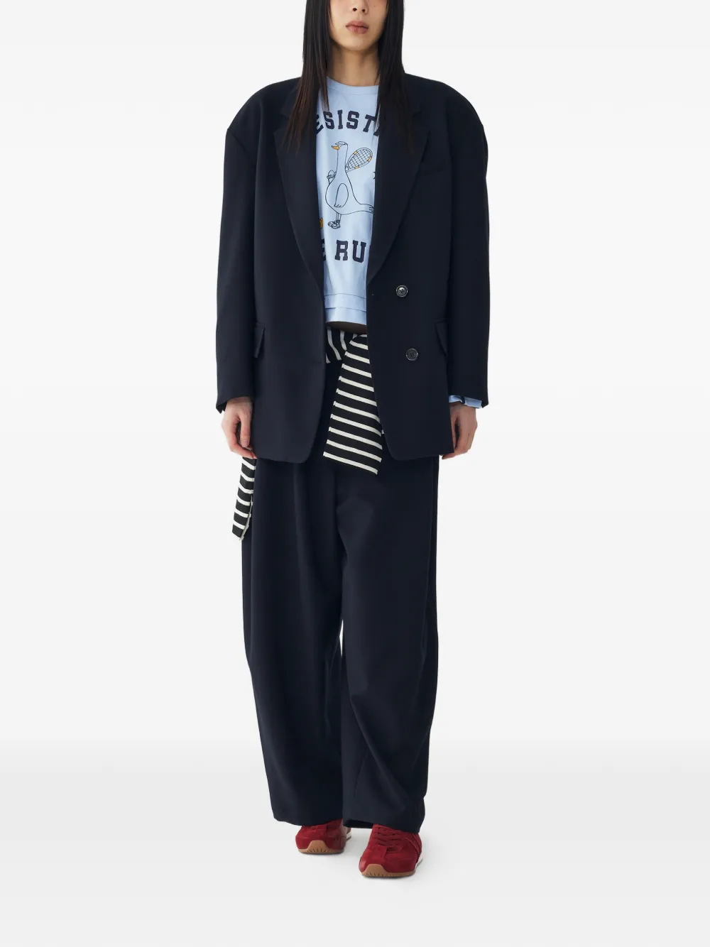  Tomboy Buttoned Maxi Blazer - Blue 