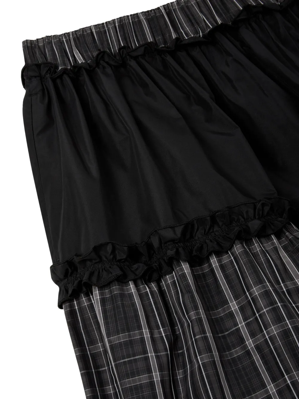 TOMBOY Geruite rok met ruches Zwart
