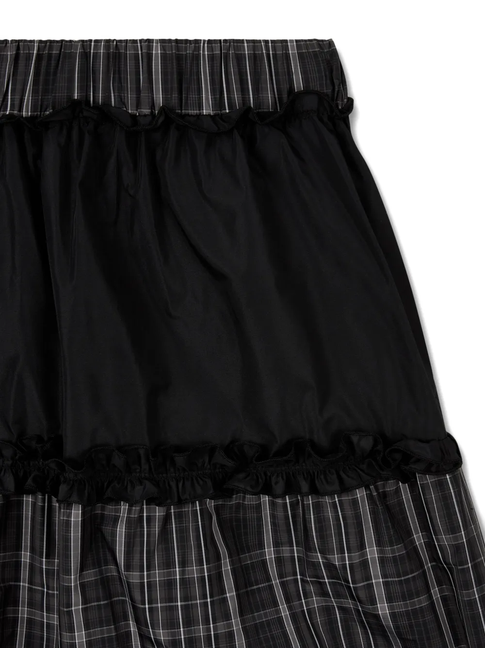 TOMBOY Geruite rok met ruches Zwart