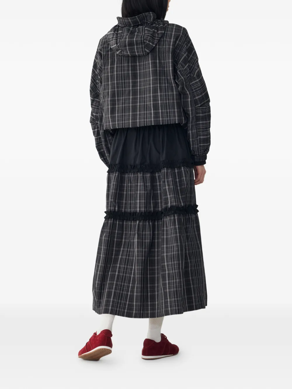  Tomboy Checked-pattern Ruffled Skirt - Black 