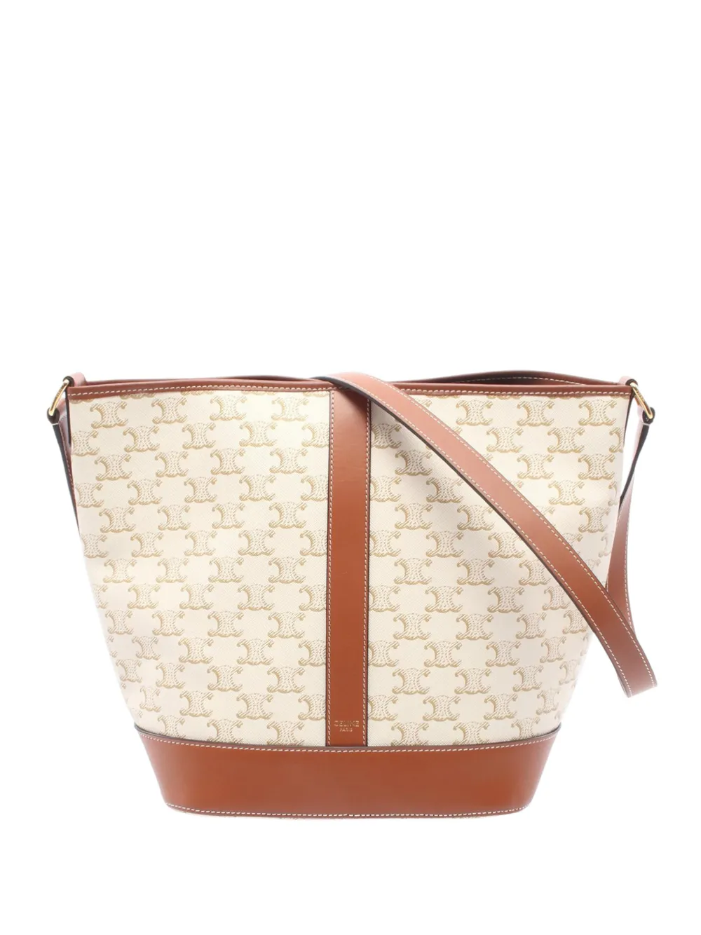 Celine Pre-Owned 2010-2026 Medium Coated Canvas Triomphe Bucket Bag crossbody bag - Bianco