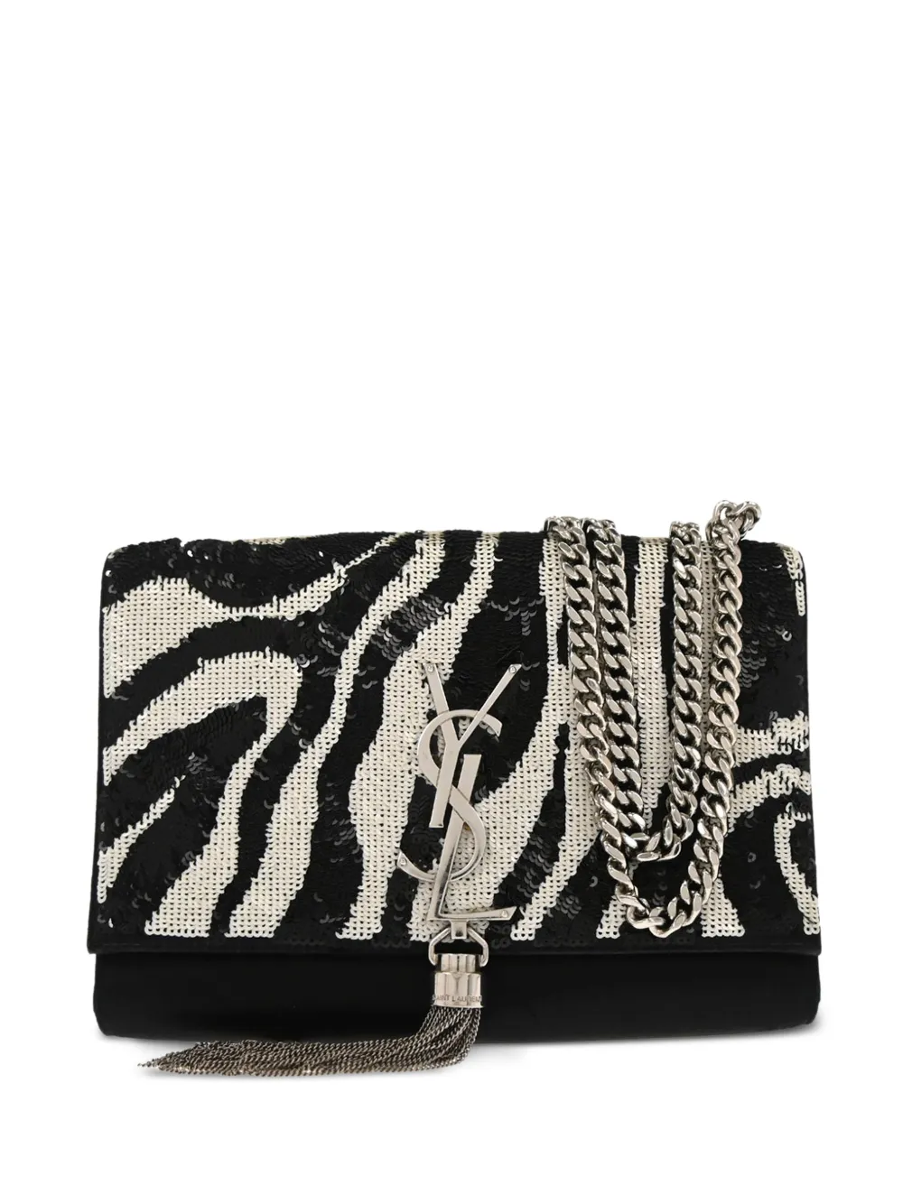 Saint Laurent Pre-Owned 2018 Kate zebra-pattern shoulder bag - Nero