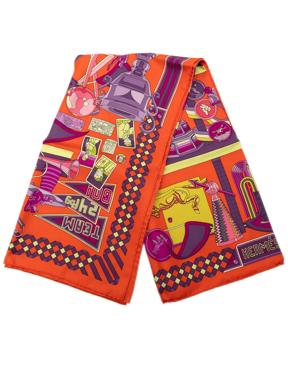 Hermès Pre-Owned 2000-2025 Les Trophee Silk Scarf 90 scarves - Arancione