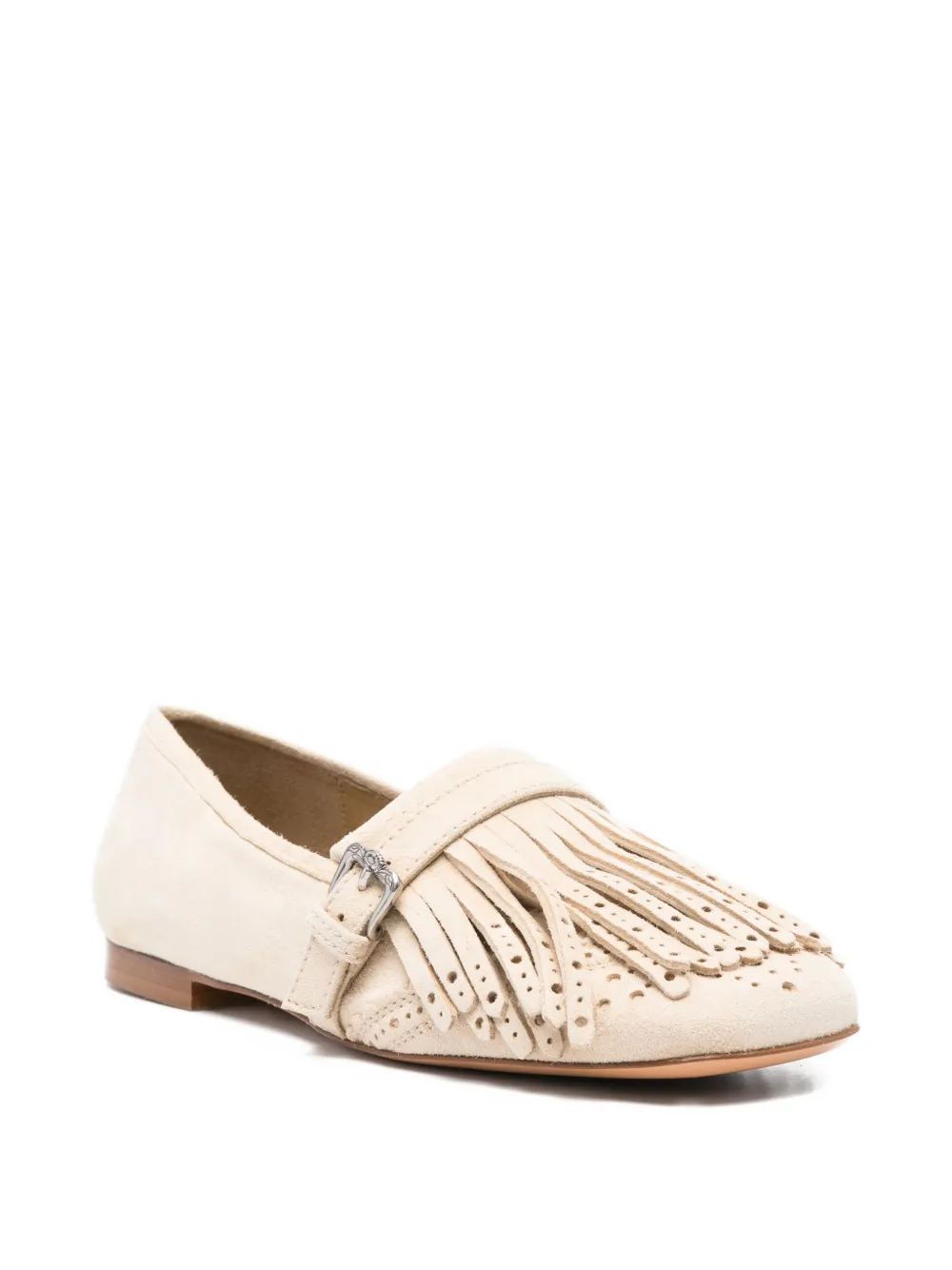  Ermanno Scervino Fringe Buckle Loafers - Neutrals 