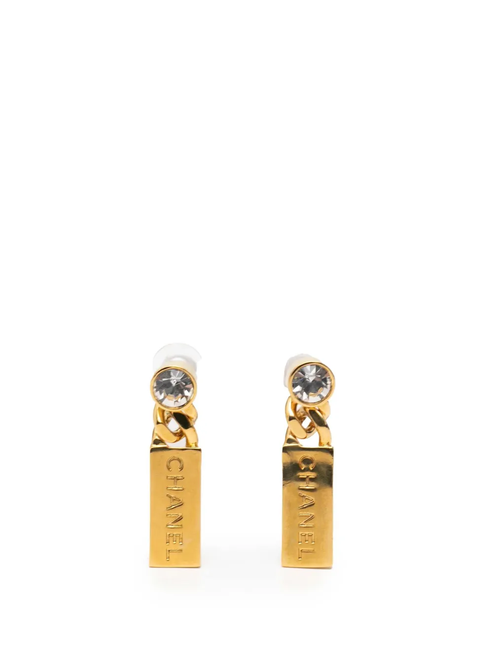 CHANEL Pre-Owned Orecchini placcati oro con strass e chiusura a pressione 2021