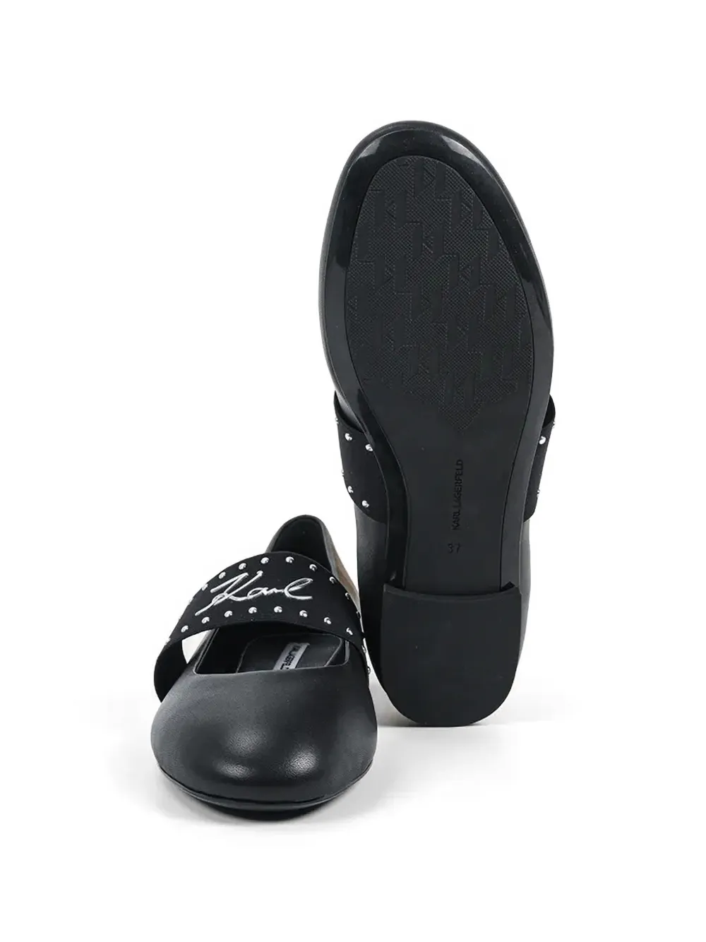 Karl Lagerfeld studded strap ballet flats Zwart