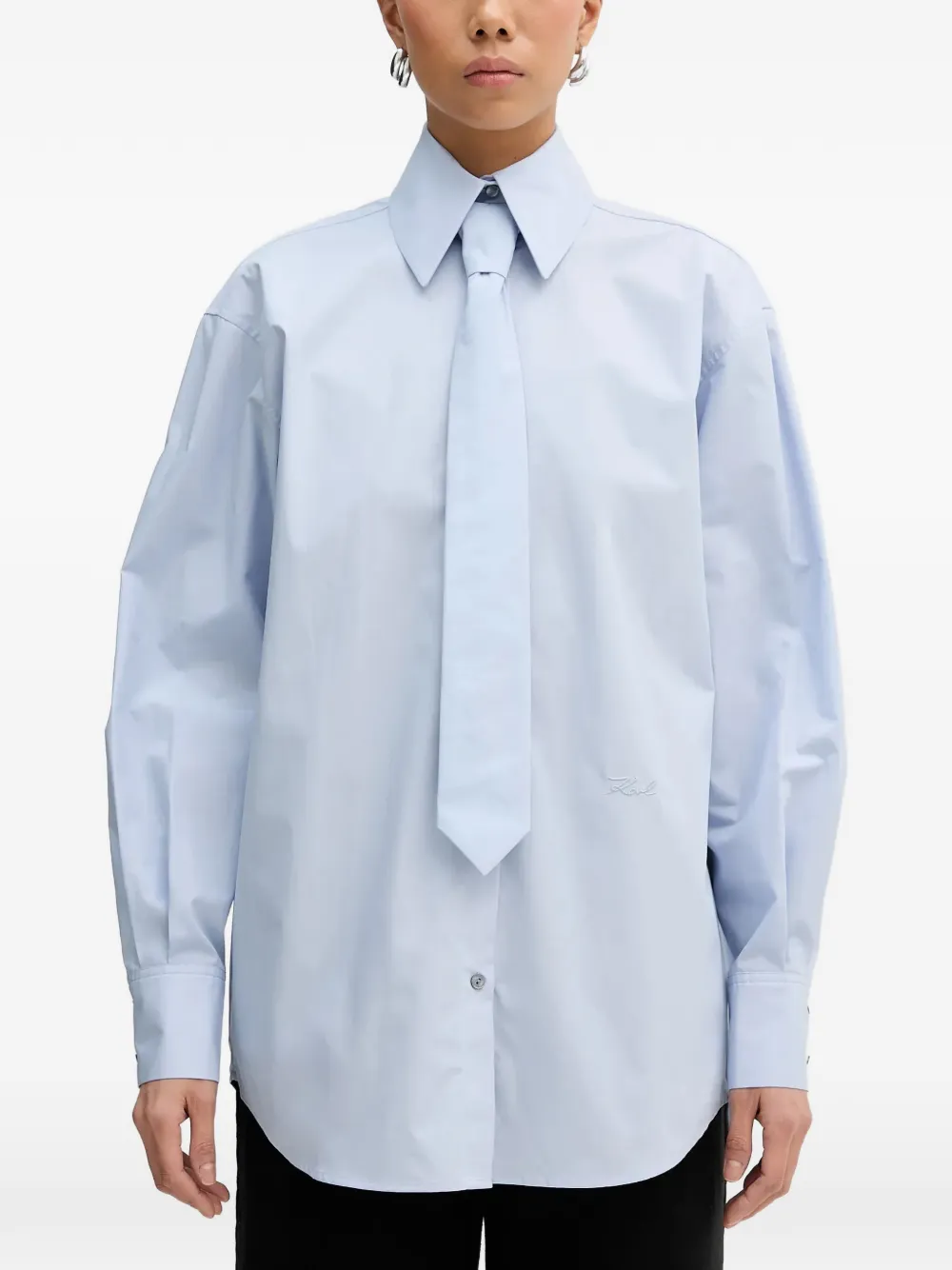 Karl Lagerfeld tie buttoned shirt - Blu