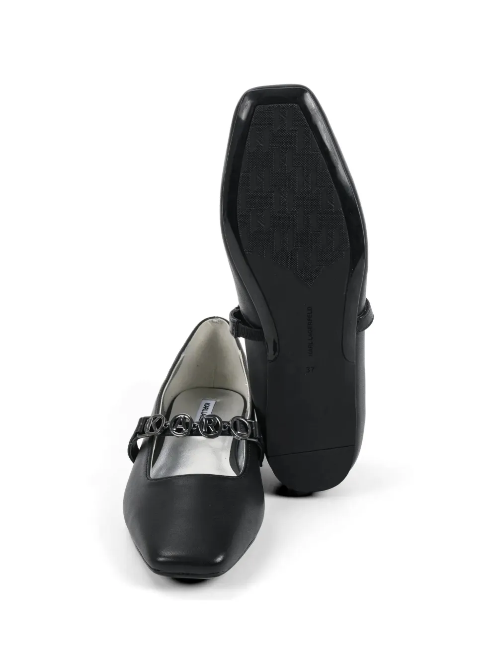 Karl Lagerfeld leather ballet flats Zwart