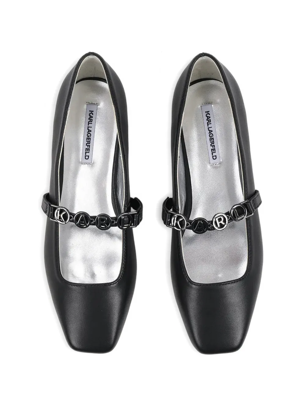 Karl Lagerfeld leather ballet flats Zwart
