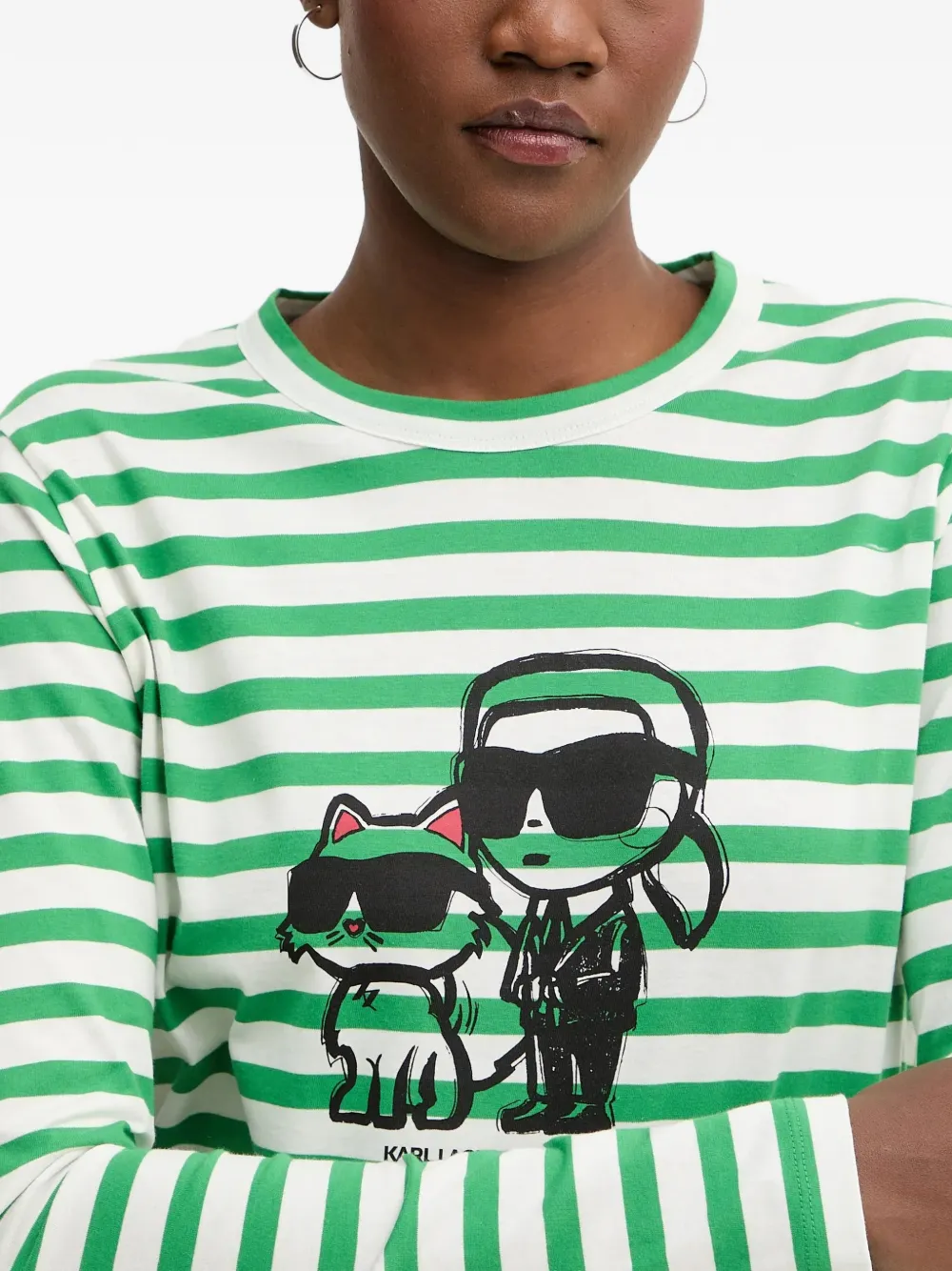 Karl Lagerfeld Gestreepte top met print Groen