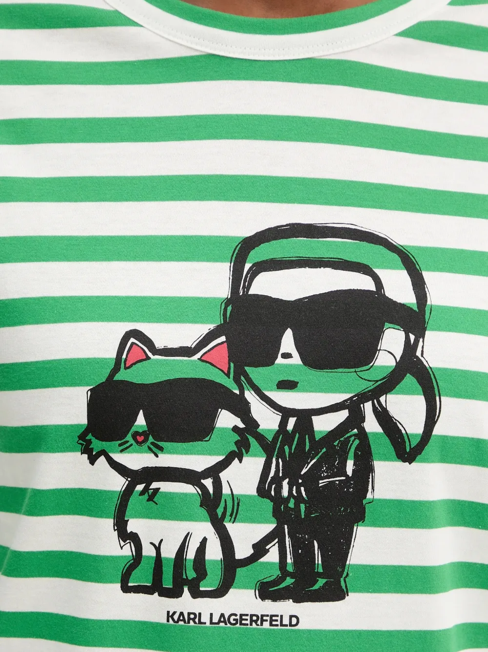 Karl Lagerfeld Gestreepte top met print Groen