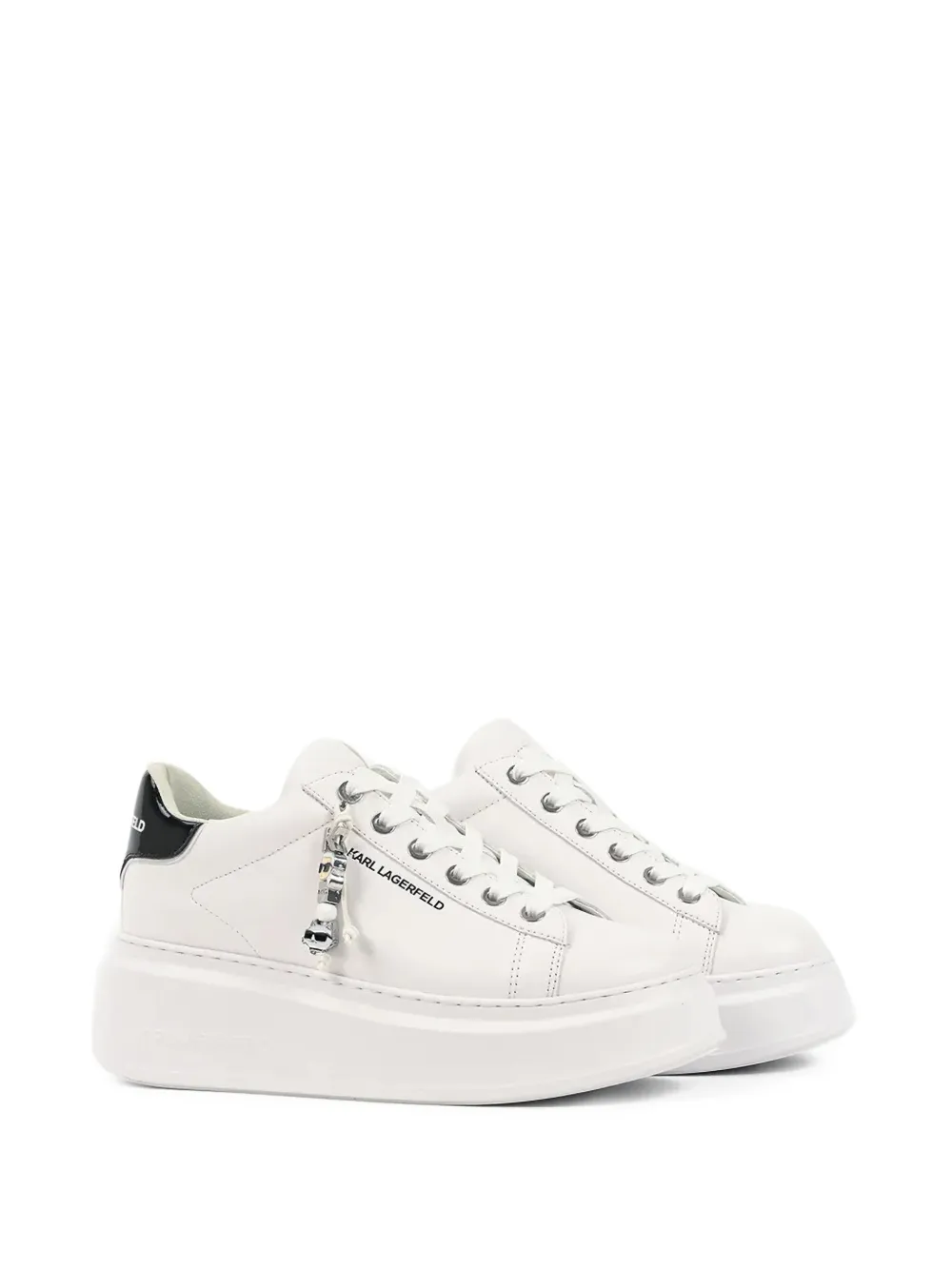 Karl Lagerfeld Sneakers met plateauzool en logo-hanger Wit