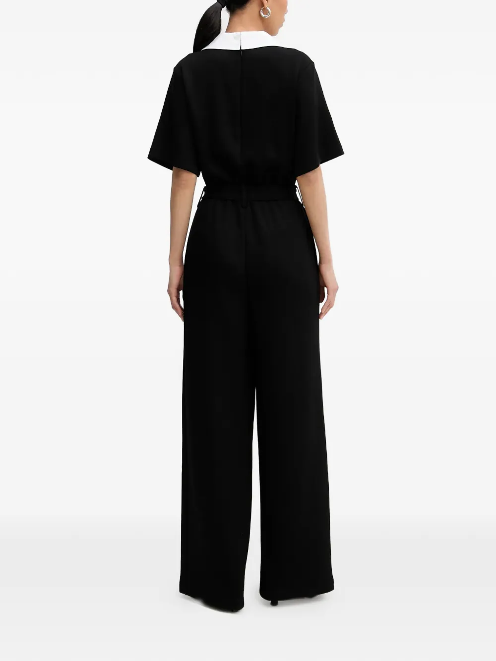 Karl Lagerfeld Jumpsuit met ceintuur en kraag Zwart