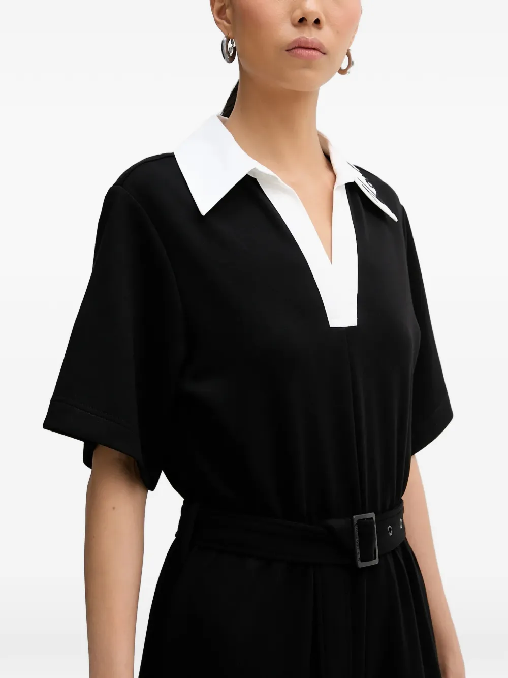 Karl Lagerfeld collared belted jumpsuit - Nero