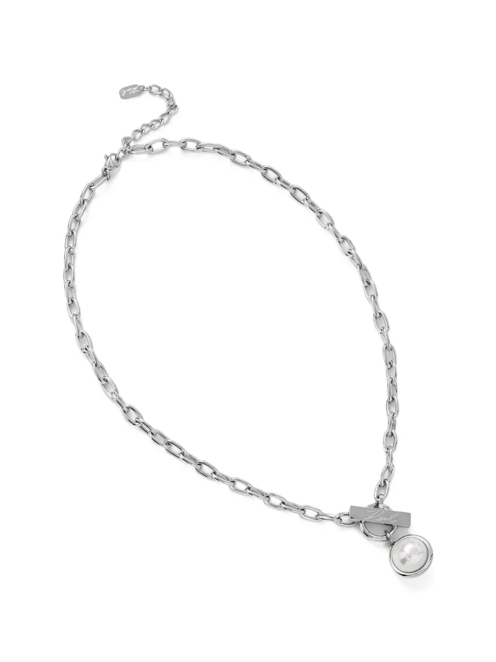 Karl Lagerfeld pearl chain necklace - Argento
