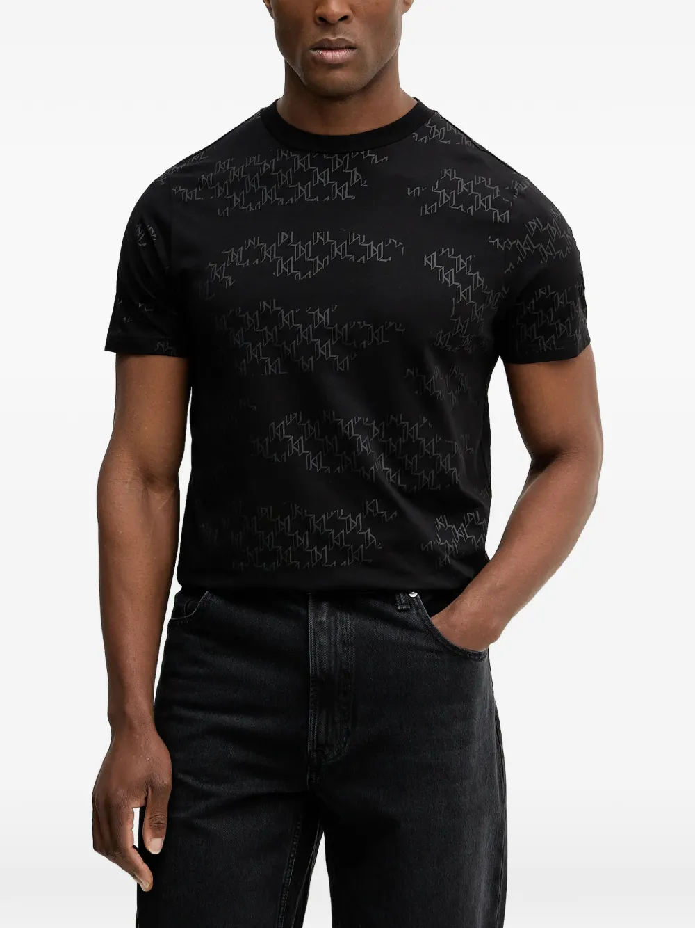 Karl Lagerfeld monogram-pattern short-sleeve T-shirt - Nero