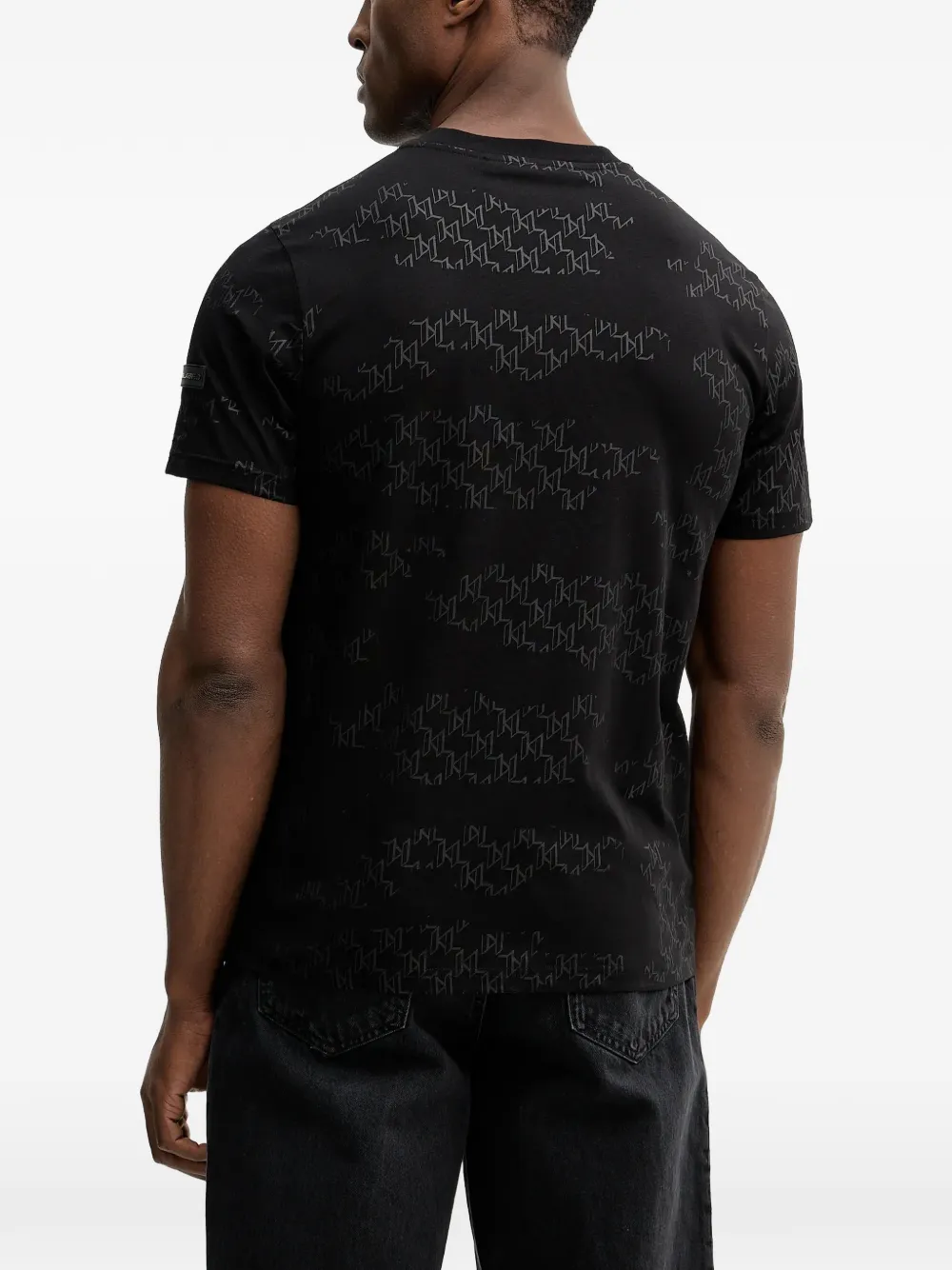 Karl Lagerfeld T-shirt met monogram-print Zwart