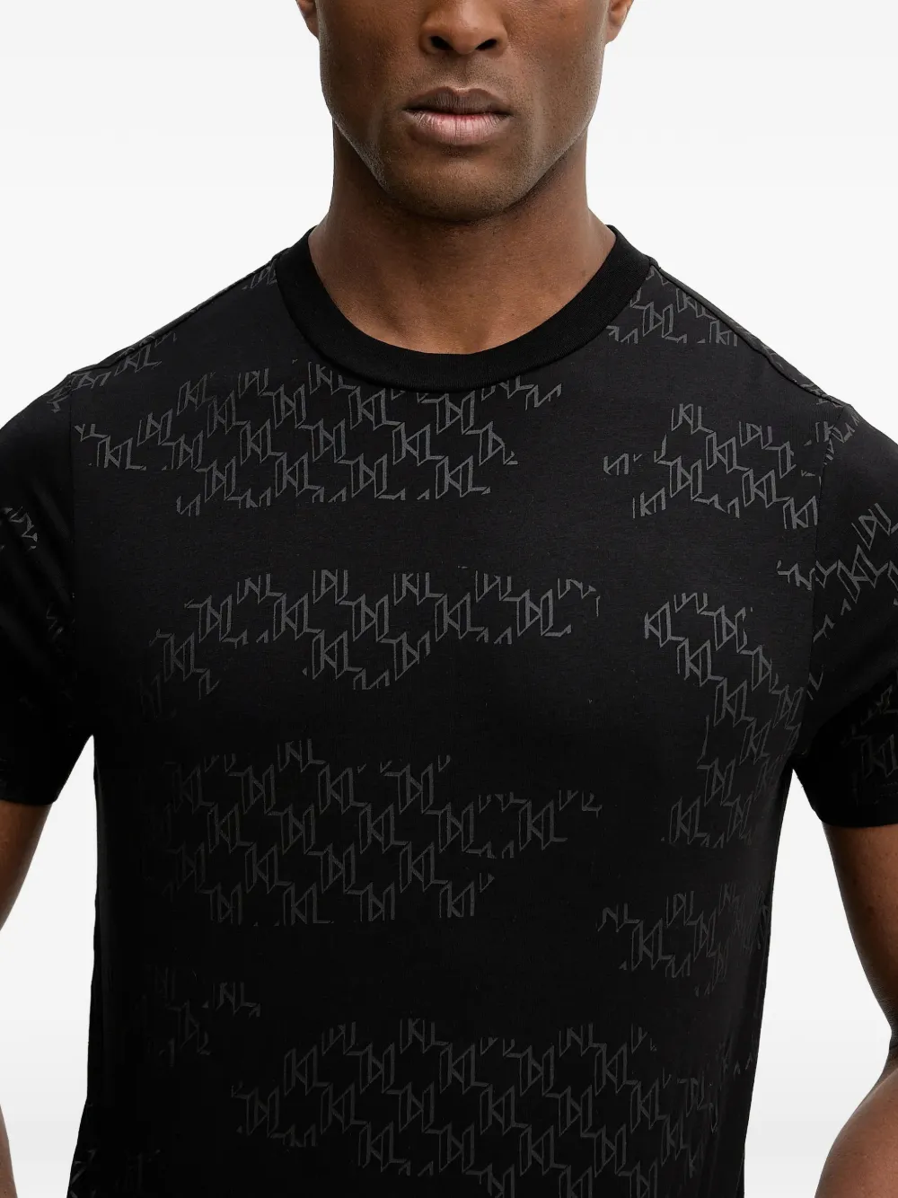 Karl Lagerfeld T-shirt met monogram-print Zwart