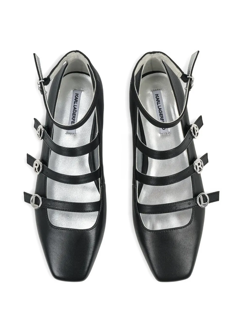 Karl Lagerfeld strappy ballet flats Zwart