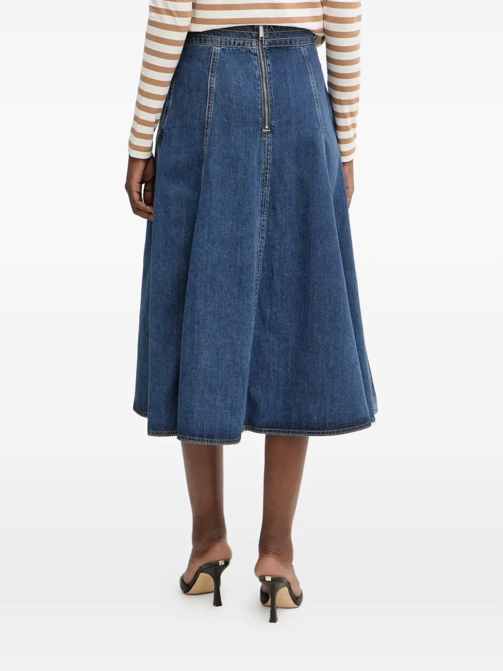 Karl Lagerfeld Midi-rok met A-lijn en vlakken Blauw