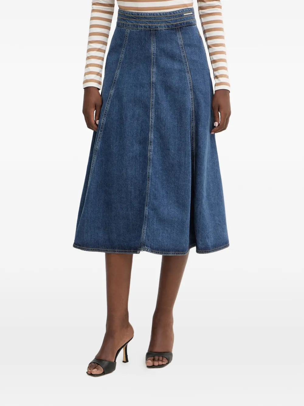 Karl Lagerfeld A-line panelled midi skirt - Blu