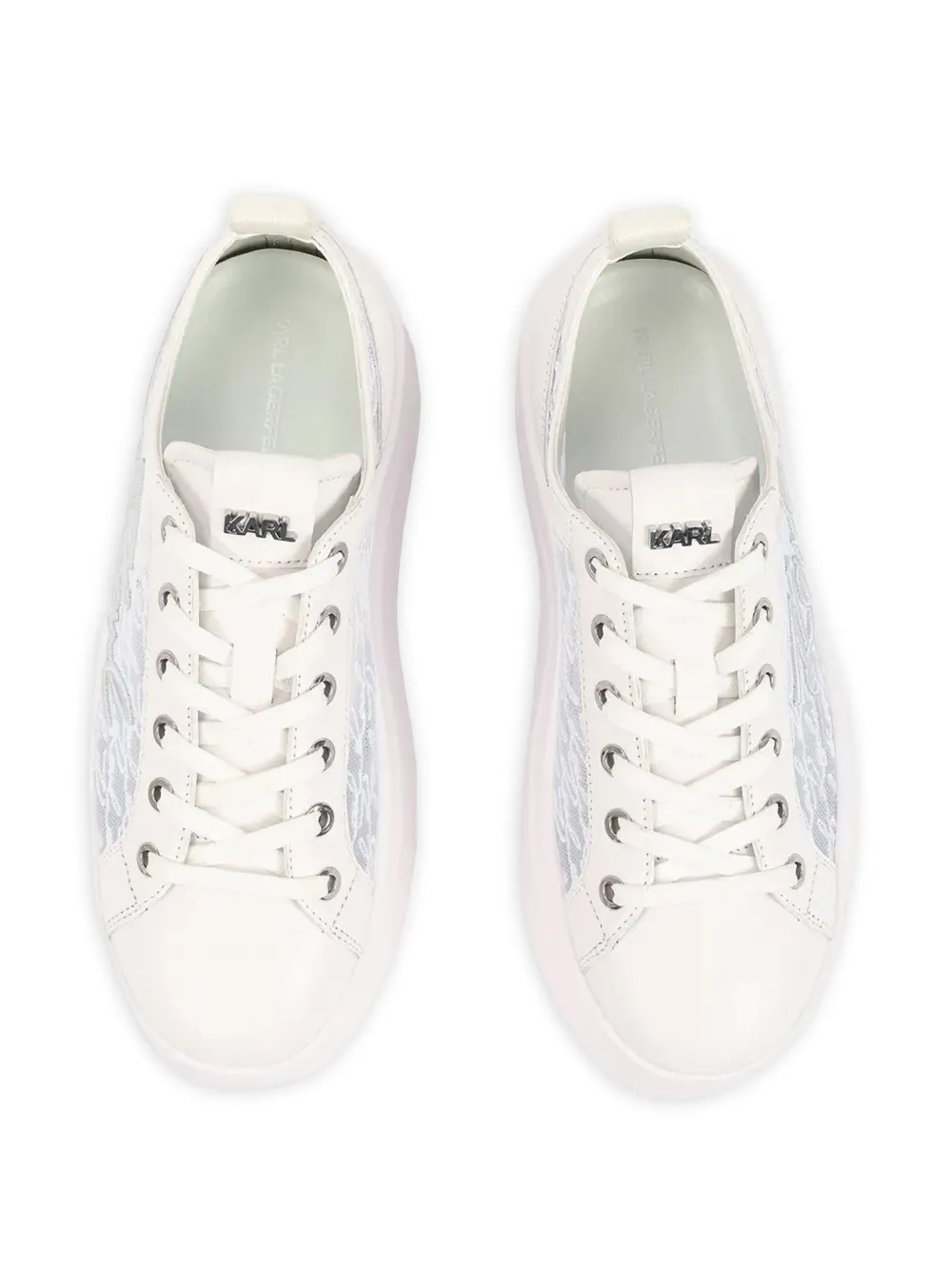 Karl Lagerfeld Sneakers met plateauzool en kant Wit