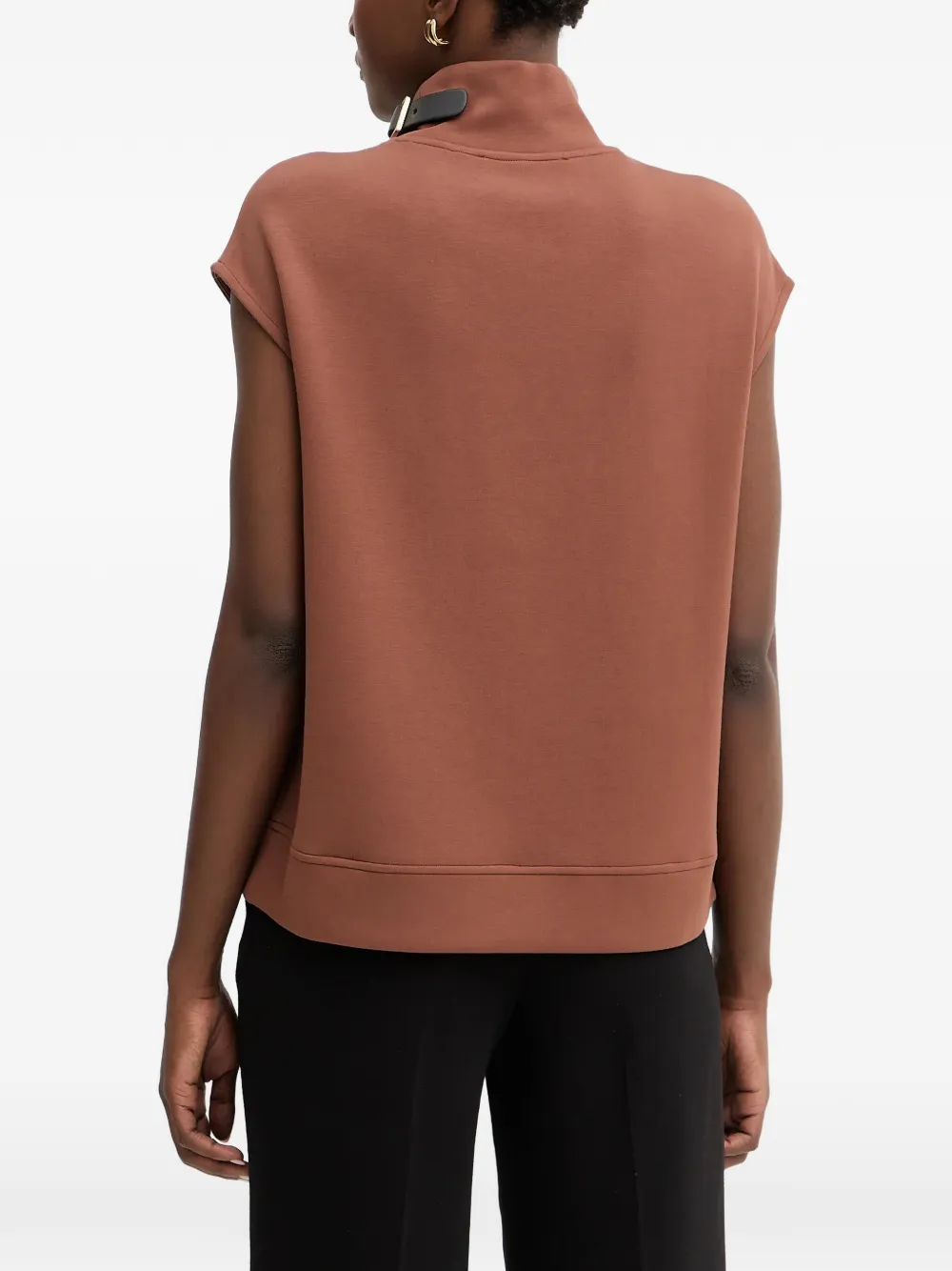  Karl Lagerfeld Buckle High-neck Top - Brown 