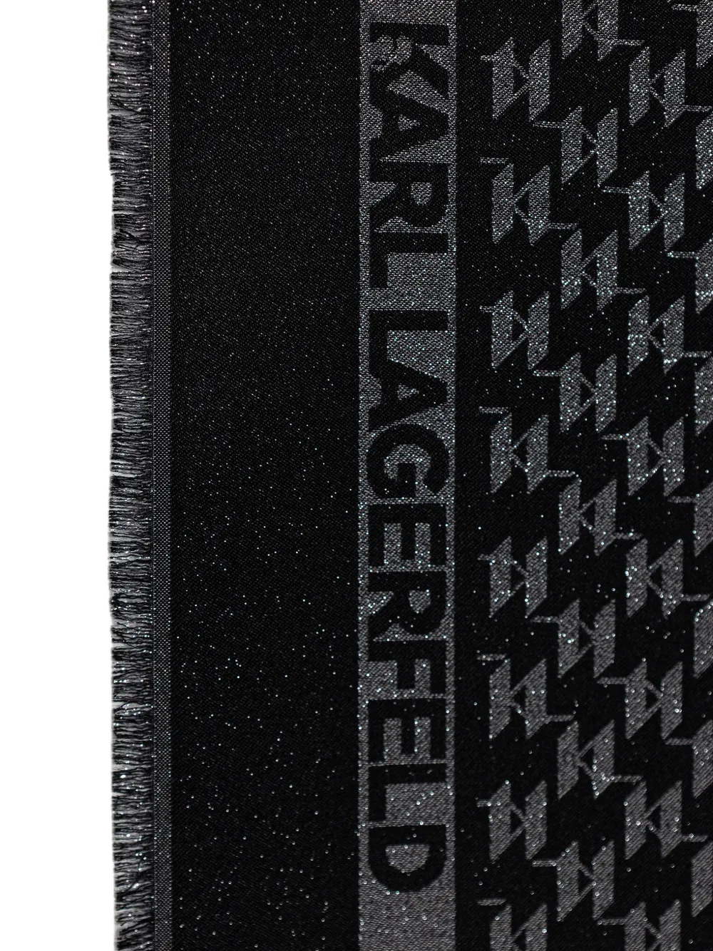  Karl Lagerfeld Fringed Patterned Scarf - Black 