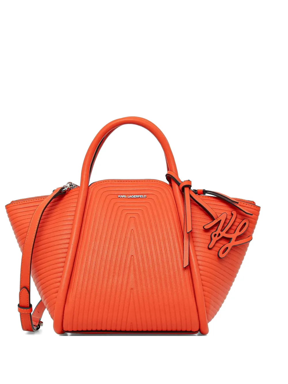 Karl Lagerfeld embossed-detail top-handle satchel bag - Arancione