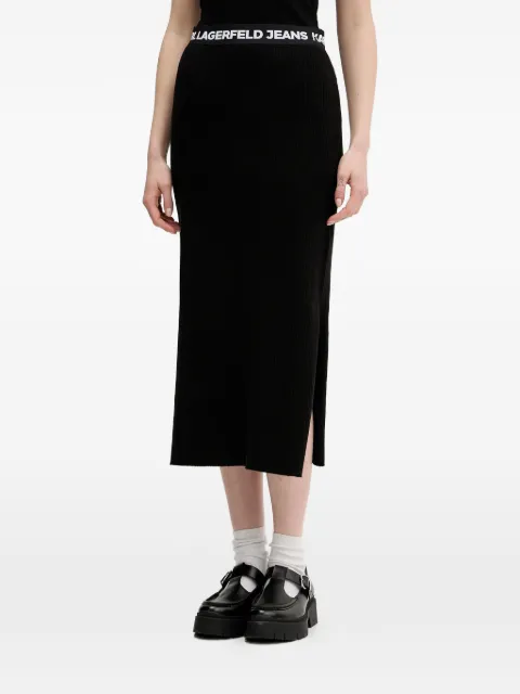 ribbed slit-detail midi skirt