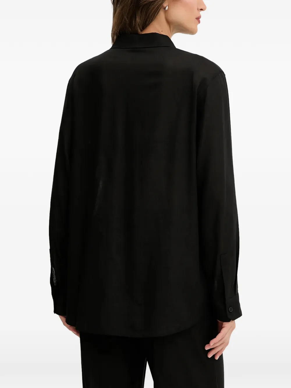 Karl Lagerfeld Blouse met geborduurd logo en zak Zwart