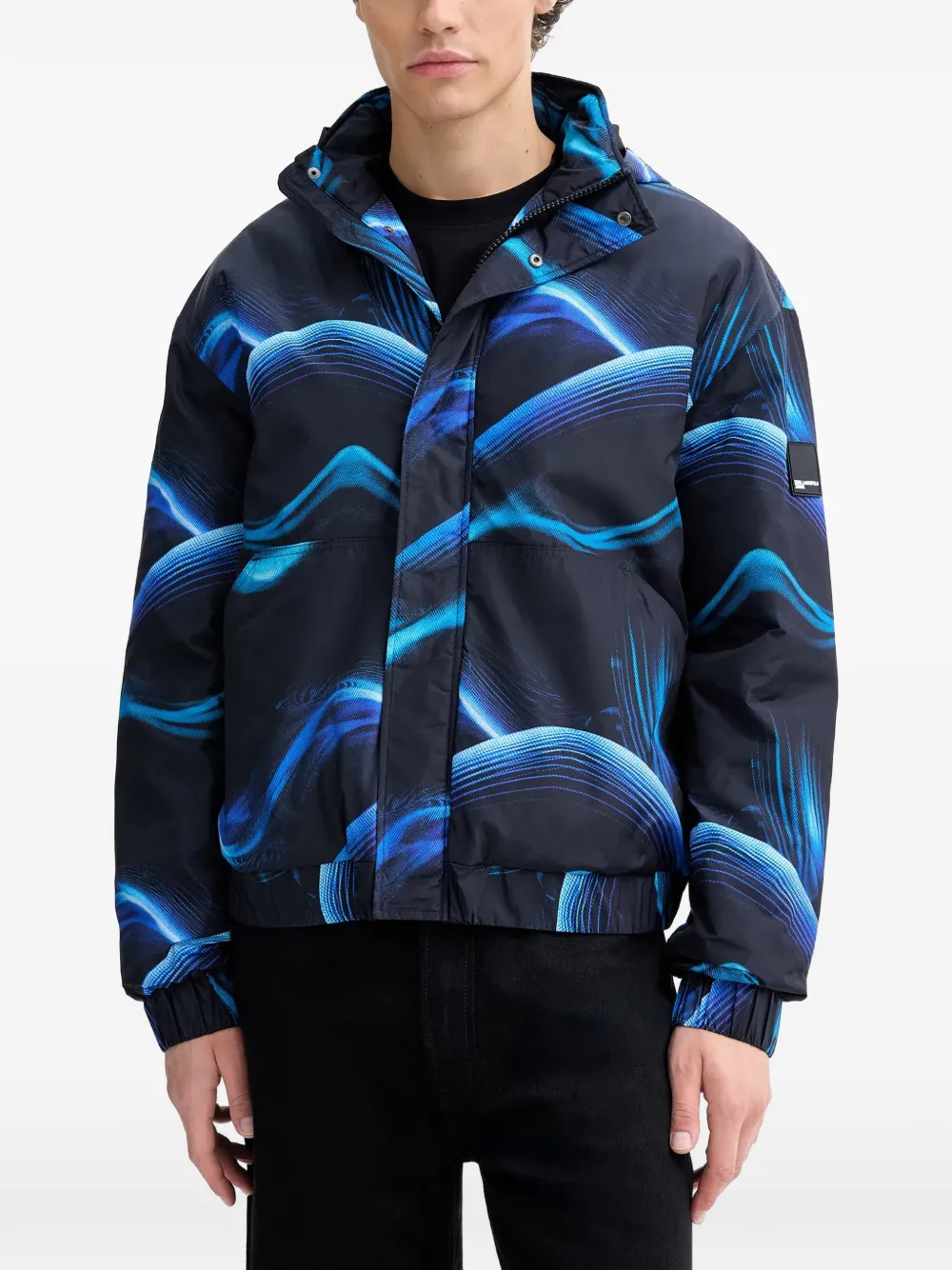 Karl Lagerfeld Jeans hooded print jacket - Nero