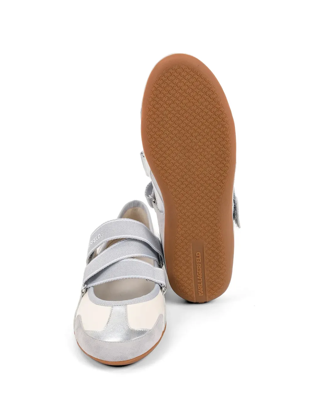 Karl Lagerfeld cross-strap ballet flats Zilver