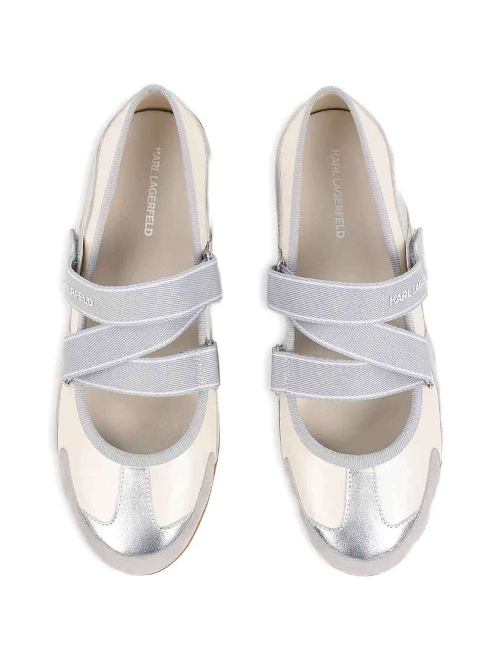 Karl Lagerfeld cross-strap ballet flats Zilver