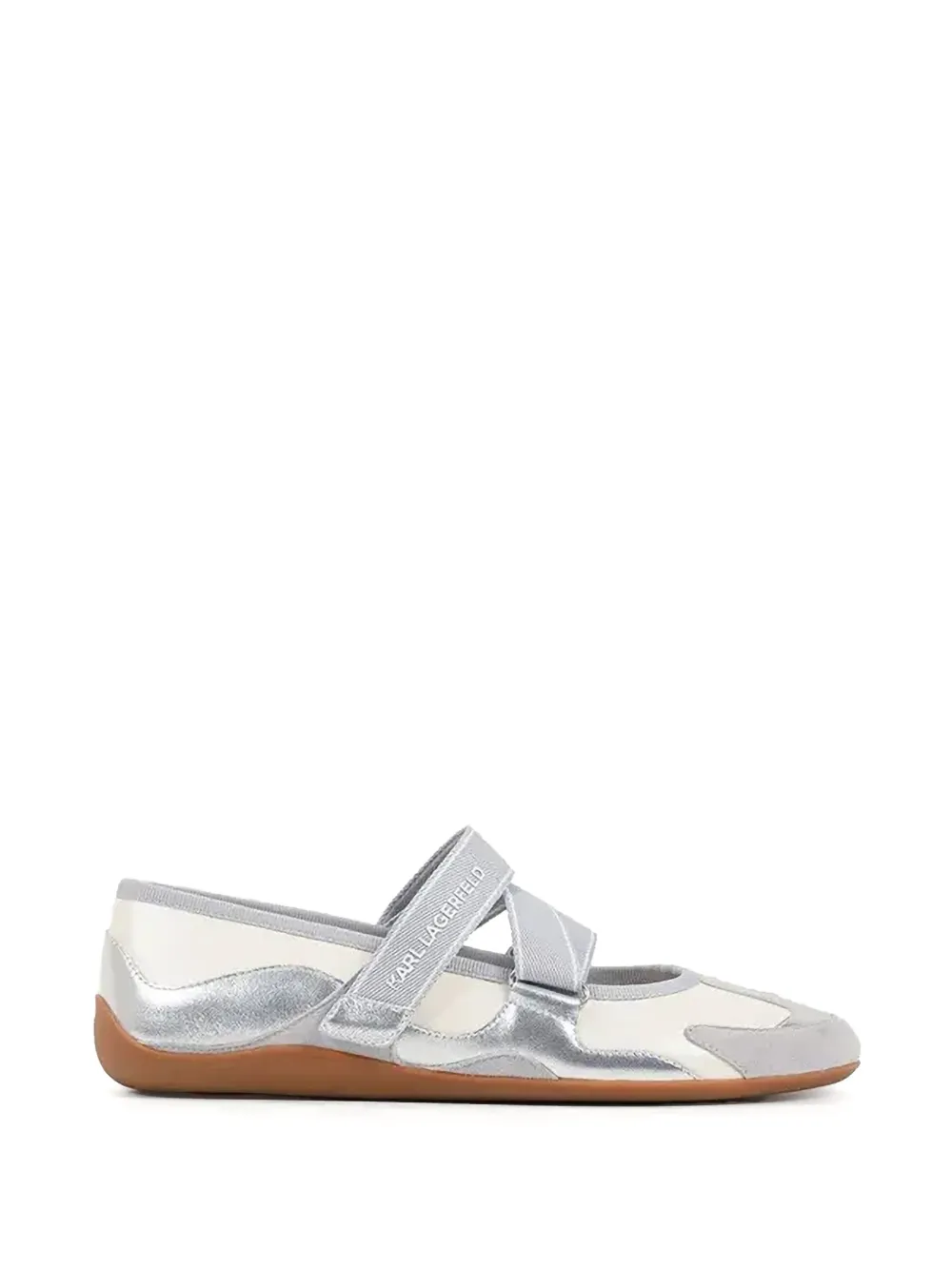 Karl Lagerfeld cross-strap ballet flats - Argento