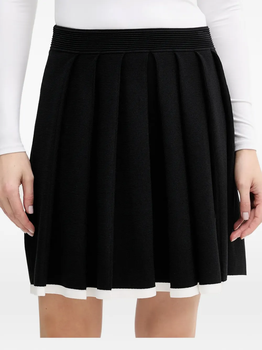 Karl Lagerfeld ribbed-trim pleated mini skirt - Nero