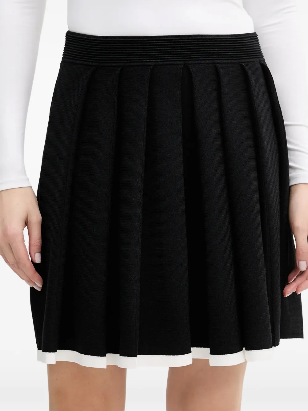 Karl Lagerfeld ribbed-trim pleated mini skirt - Nero