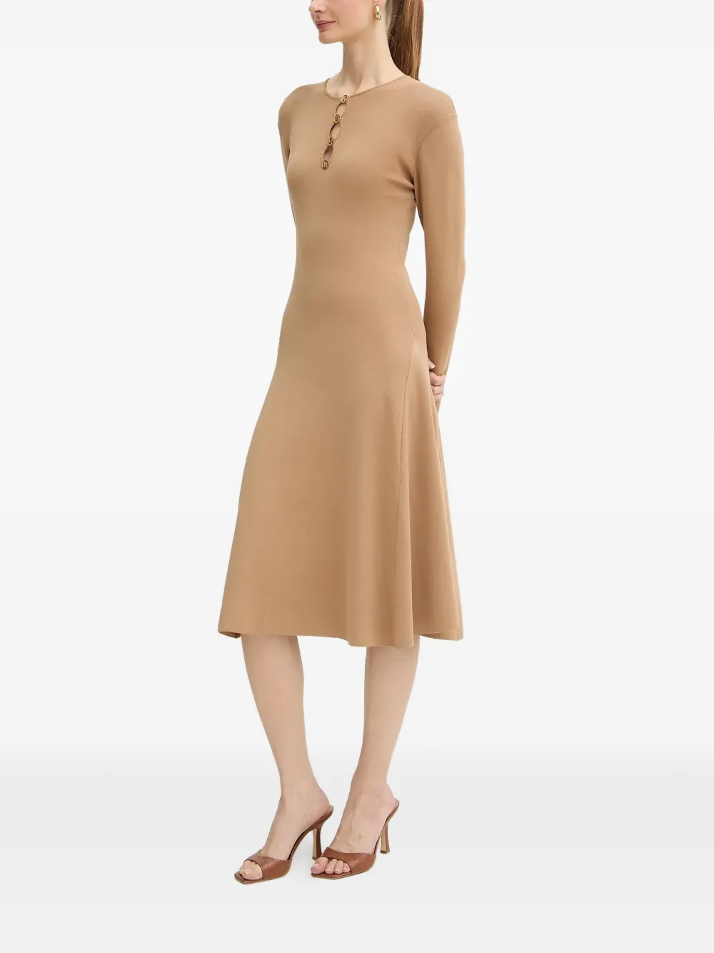 Karl Lagerfeld Midi-jurk met knoopdetail Beige