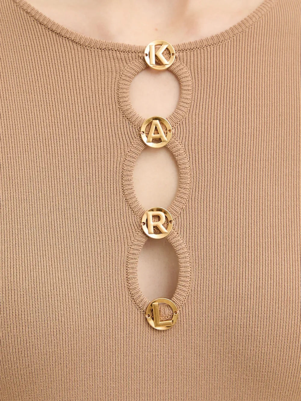 Karl Lagerfeld Midi-jurk met knoopdetail Beige