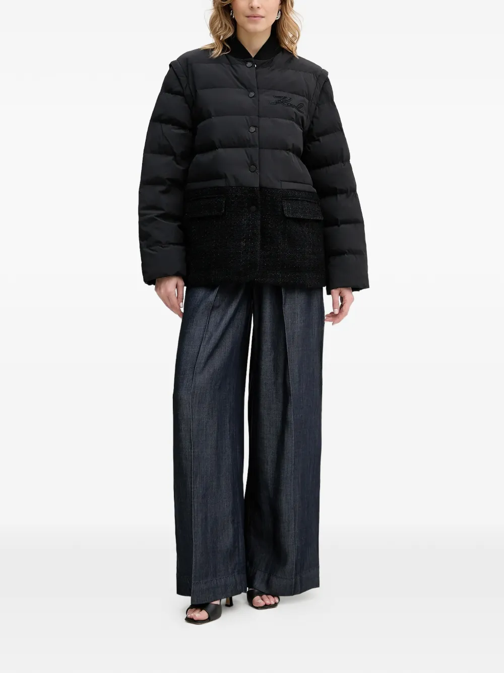  Karl Lagerfeld Logo-detail Panelled Jacket - Black 