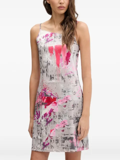 tie-back printed mini dress