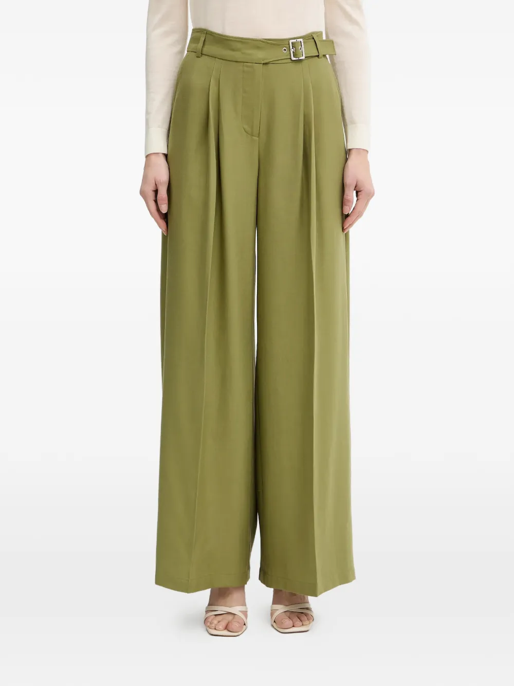 Karl Lagerfeld pleated wide-leg trousers - Verde