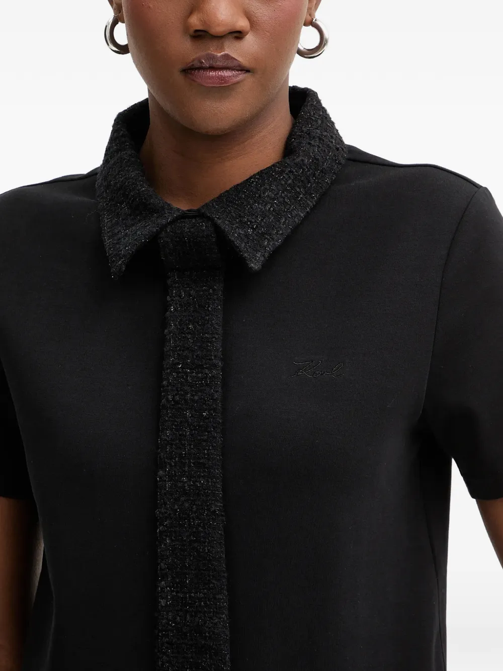 Karl Lagerfeld T-shirt met gestrikte kraag Zwart