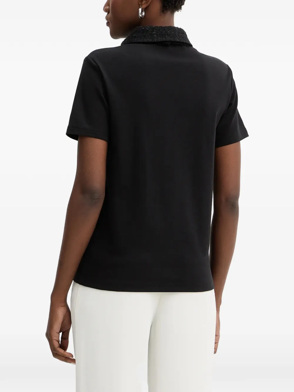 Karl Lagerfeld T-shirt met gestrikte kraag Zwart