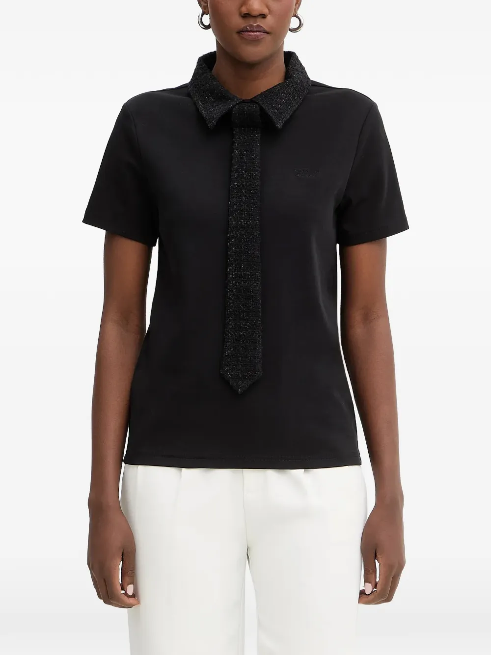 Karl Lagerfeld tie-collar T-shirt - Nero