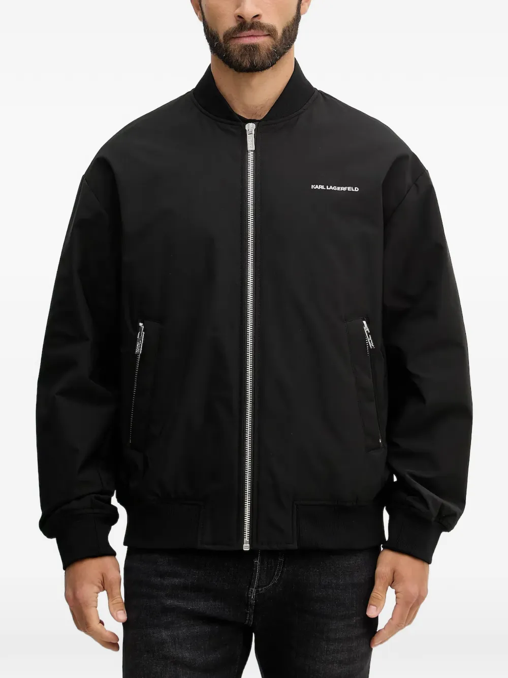 Karl Lagerfeld zip bomber jacket - Schwarz